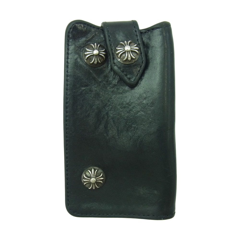 CHROME HEARTS クロムハーツ(原本無) キーケース KEY CASE クロスボールボタン レザー キーケース ブラック系【中古】