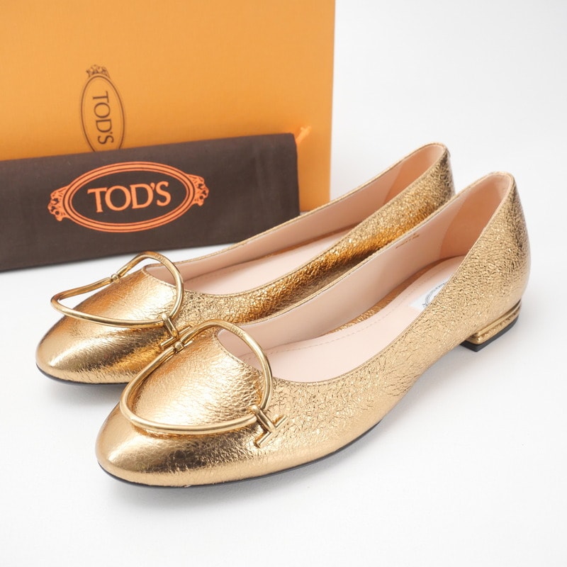 ■未使用品■TOD’S トッズ パンプス サイズ39 1/2 バレエシューズ フラットシューズ 靴 レザー イタリア製 20241216/RA2535