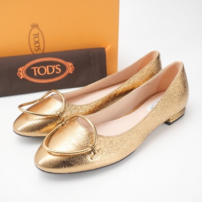 ■未使用品■TOD’S トッズ パンプス サイズ39 1/2 バレエシューズ フラットシューズ 靴 レザー イタリア製 20241216/RA2535