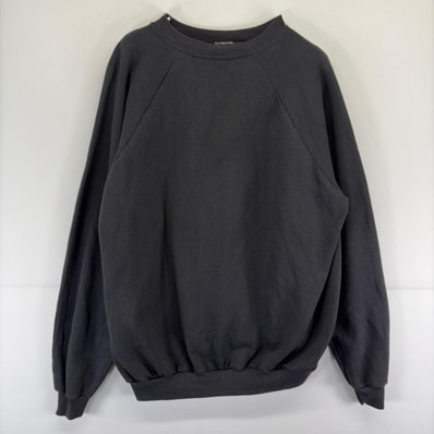 古着 90's/90年代 ヘインズ Hanes スウェット プルオーバー 大きいサイズ クルーネック ラグラン トレーナー 2XL ブラック 無地 メンズ