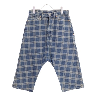 キャピタル ブルー チェック デニム サルエル パンツ XS