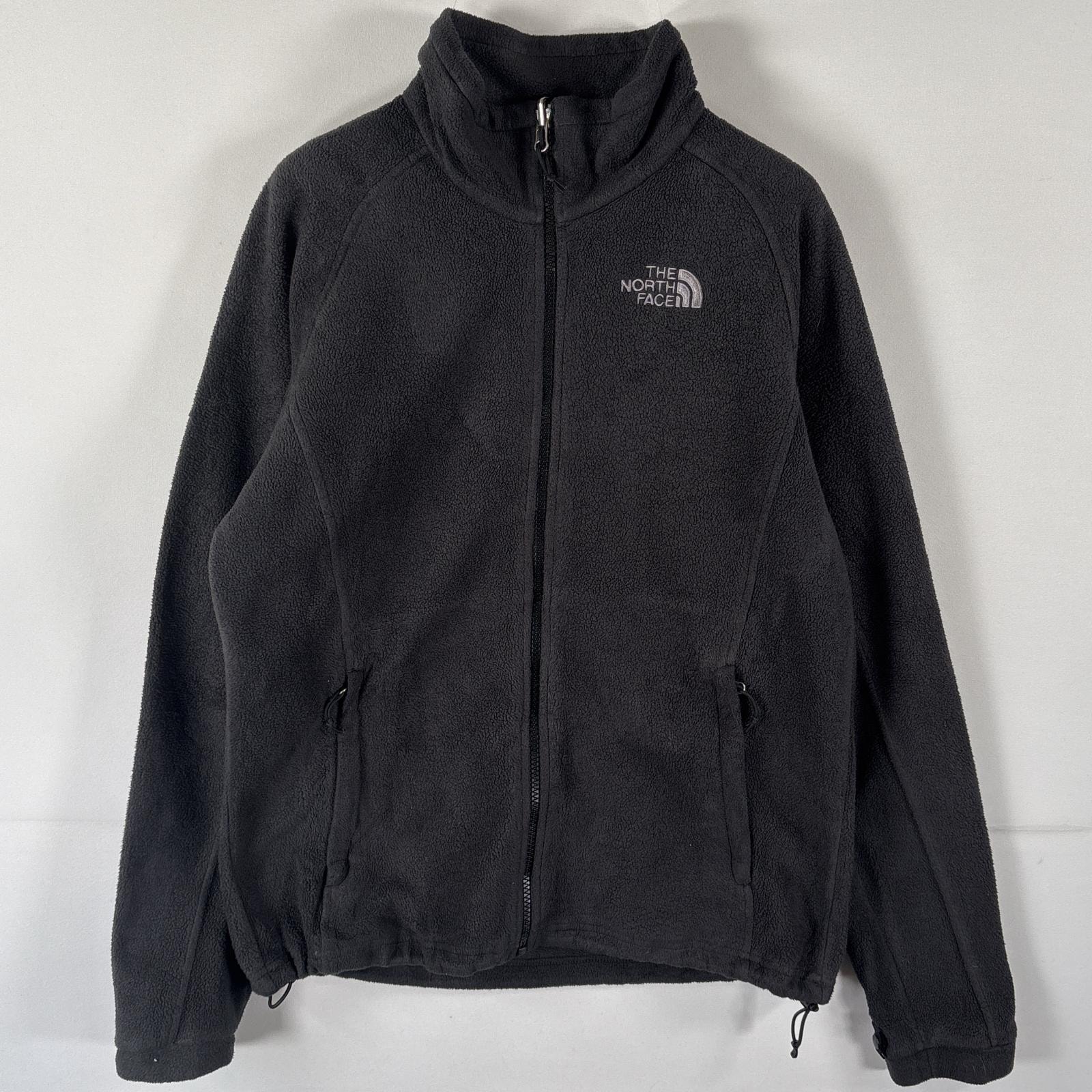 古着 ザ・ノースフェイス THE NORTH FACE フルジップフリースジャケット ワンポイントロゴ刺繍 アウトドア M  ブラック レディース