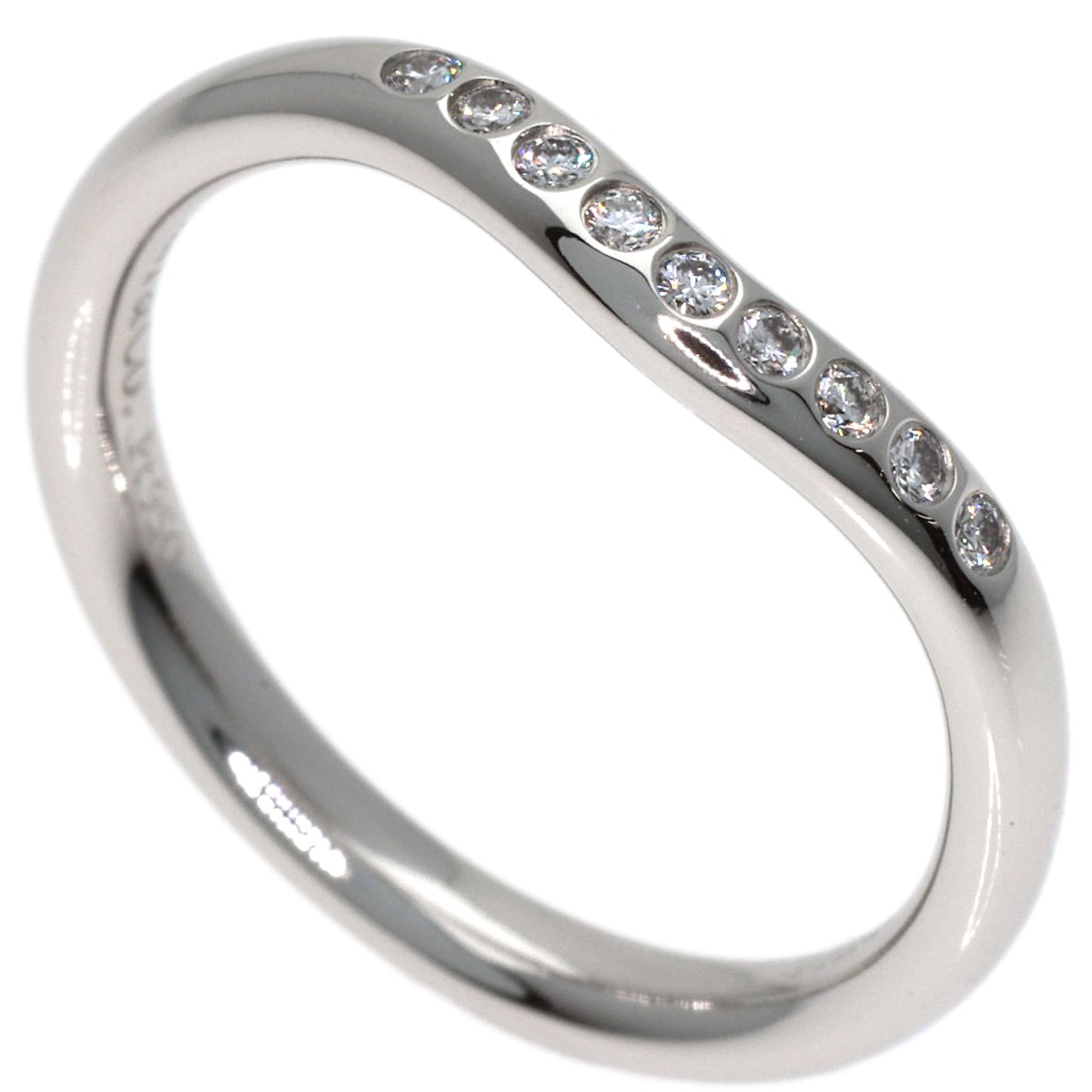 TIFFANY&Co. ティファニー カーブドバンド ダイヤモンド リング・指輪 PT950 レディース [中古]