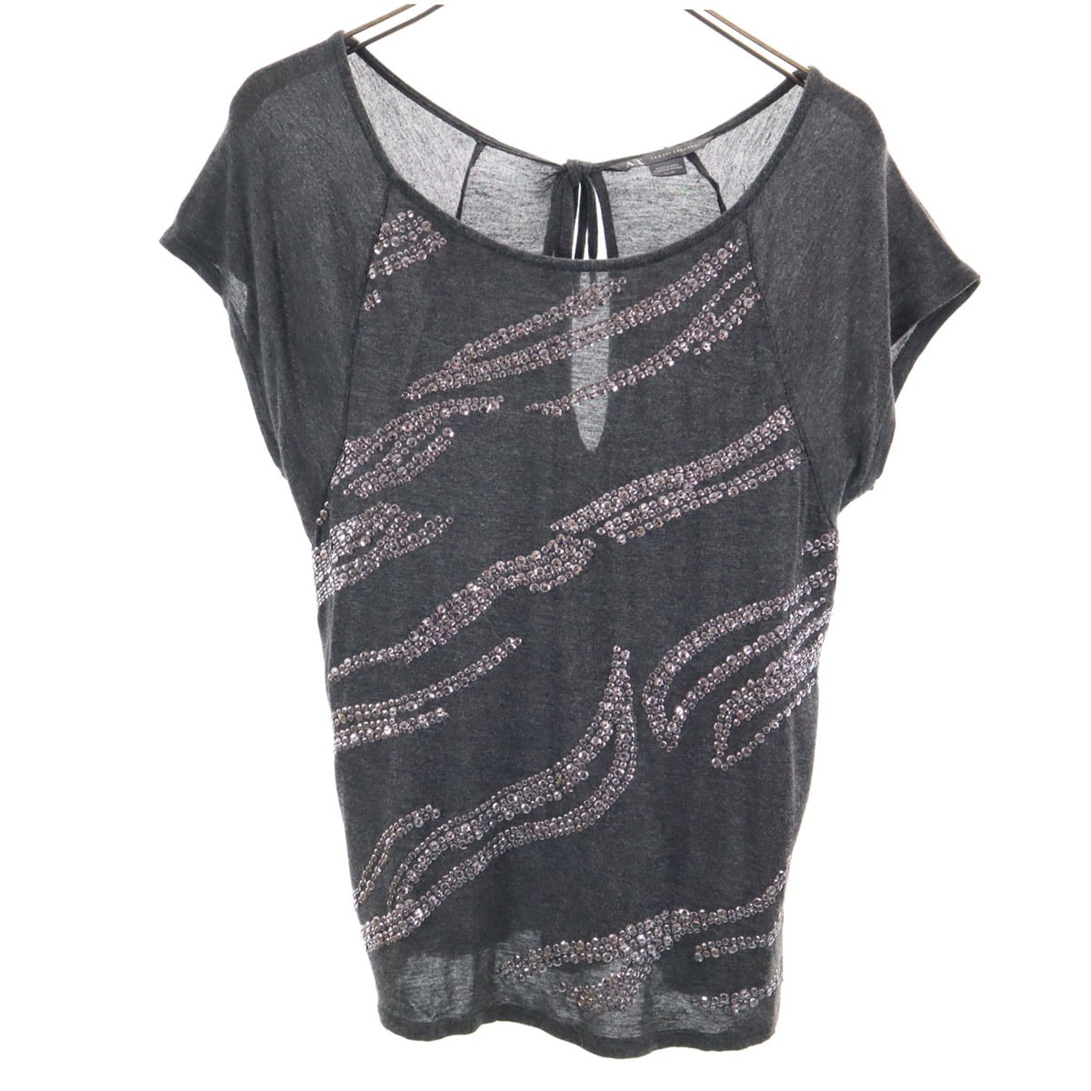 ARMANI EXCHANGE アルマーニエクスチェンジ フレンチスリーブ スパンコール装飾 カットソー XS チャコールグレー