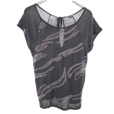 ARMANI EXCHANGE アルマーニエクスチェンジ フレンチスリーブ スパンコール装飾 カットソー XS チャコールグレー