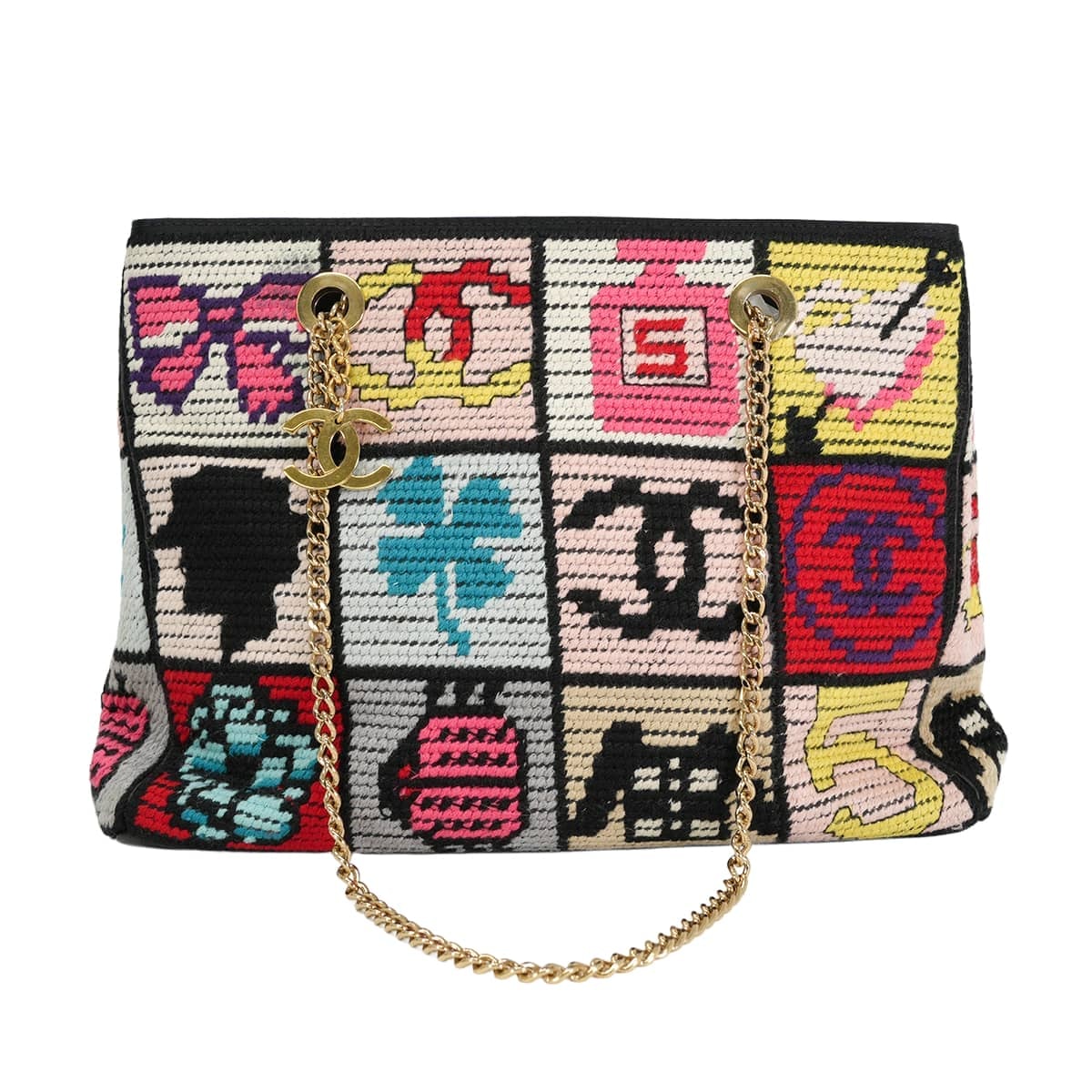 CHANEL シャネル ショルダーバッグ アイコン No5 ファブリック マルチカラー ウール シャンパンゴールド金具 Aランク【中古】