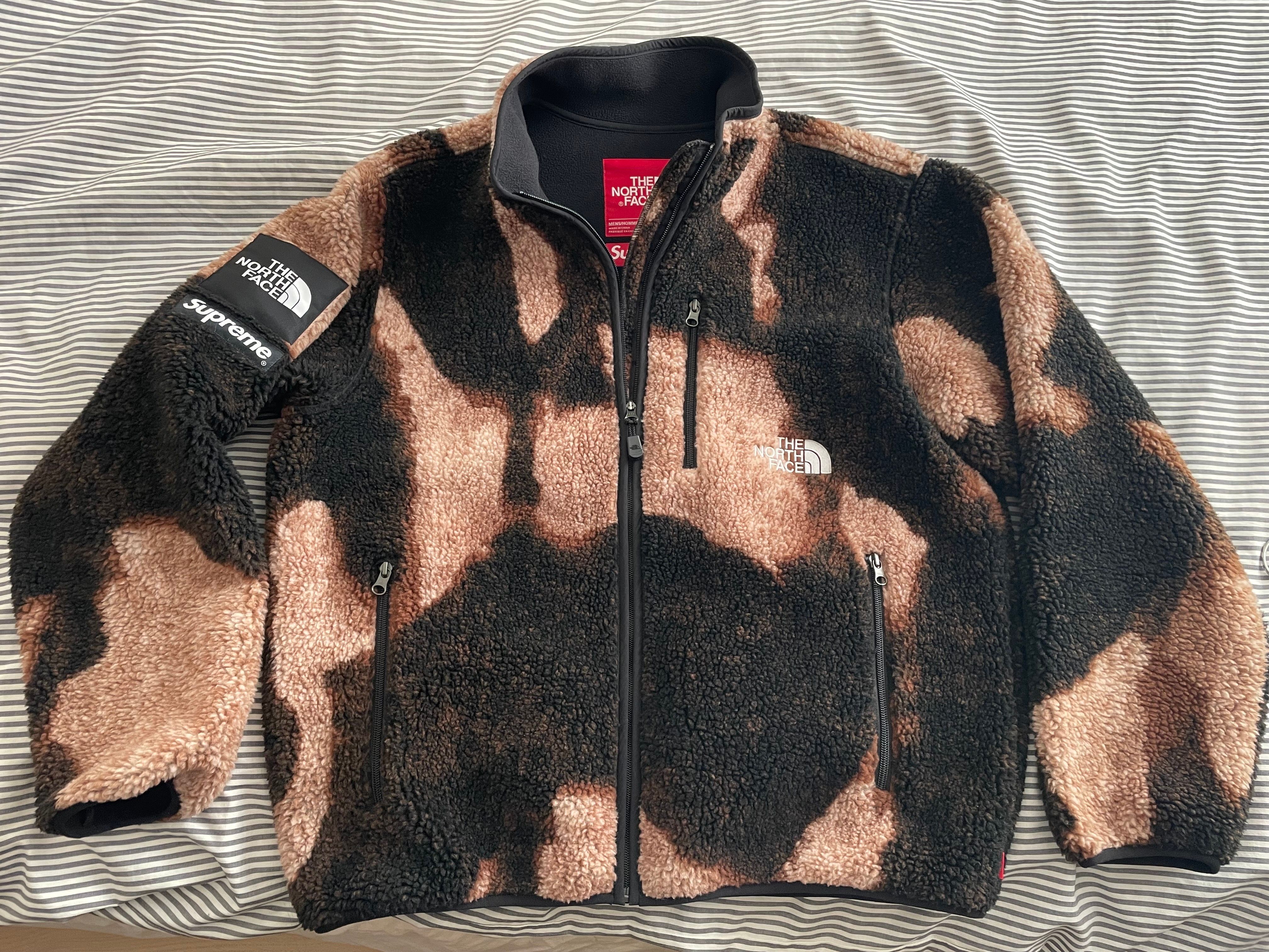 Supreme x The North Face Bleached Denim Print Fleece Jacket "Black"