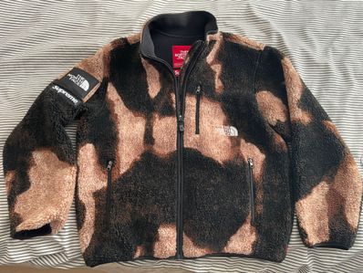 Supreme x The North Face Bleached Denim Print Fleece Jacket "Black"