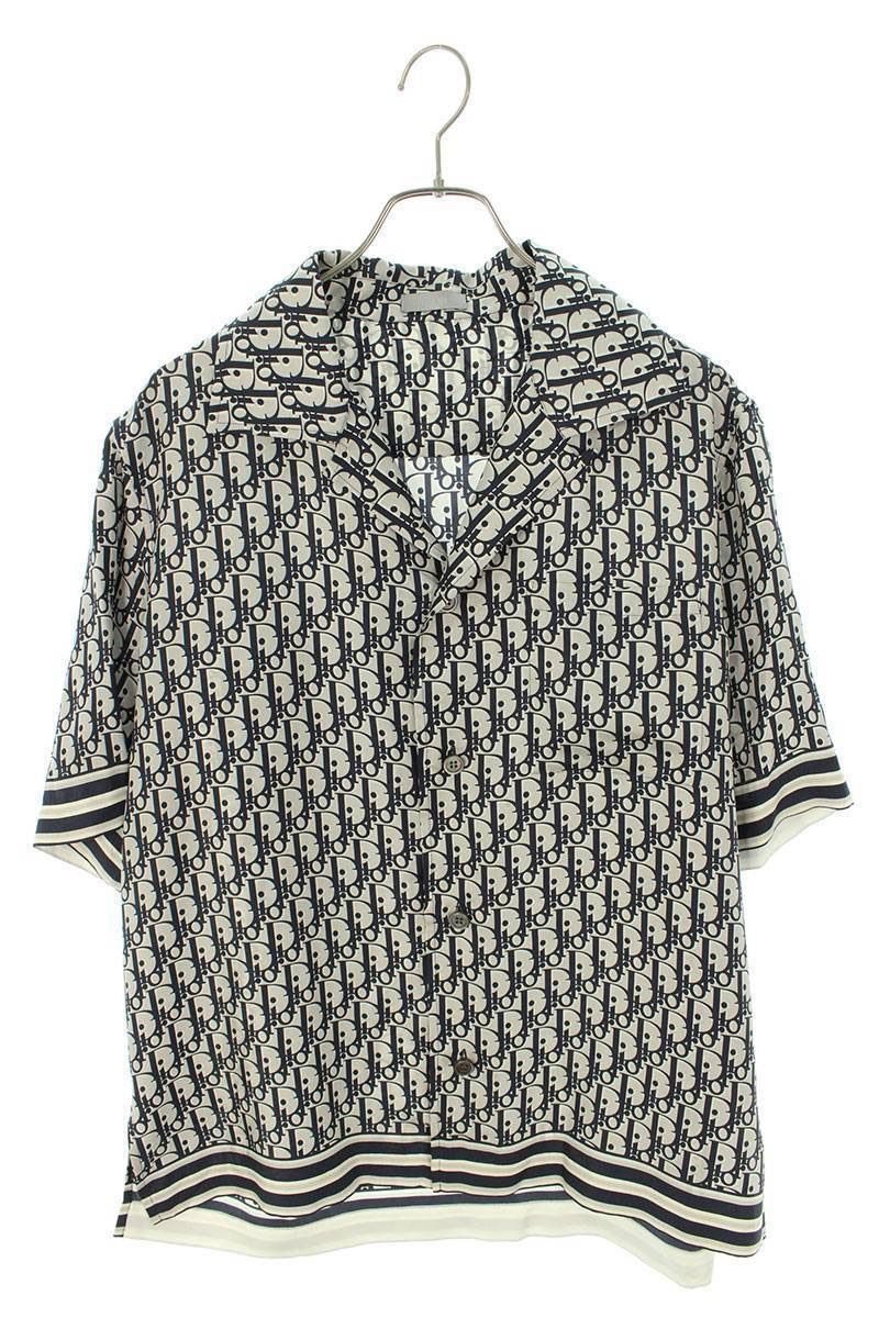 Dior ディオール  オブリーク 総柄 シルク 半袖シャツ 38サイズ