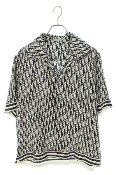 Dior ディオール オブリーク 総柄 シルク 半袖シャツ 38サイズ