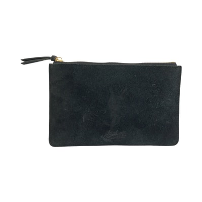 YVES SAINT LAURENT イヴ サンローラン YSL ブラック 黒 ゴールド金具 スウェード ポーチ メイクポーチ 小物入れ 604041 【中古】