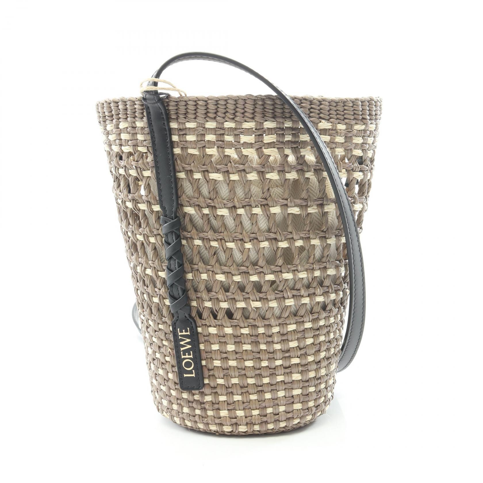 ロエベ LOEWE ブレイドポケット ショルダーバッグ バッグ レザー ラフィア レディース カーキ系 / ブラック系 C630IMBX020528 【新品】