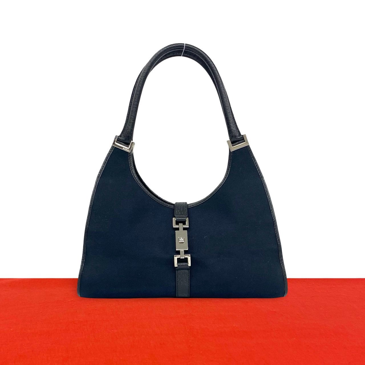 GUCCI グッチ ジャッキー 金具 キャンバス レザー トートバッグ ブラック
 64326