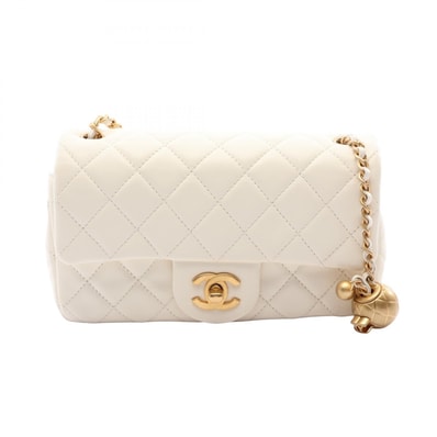シャネル CHANEL マトラッセ ミニ フラップバッグ ショルダーバッグ バッグ ラムスキン(羊革) レディース ホワイト系 AS1787 【中古】