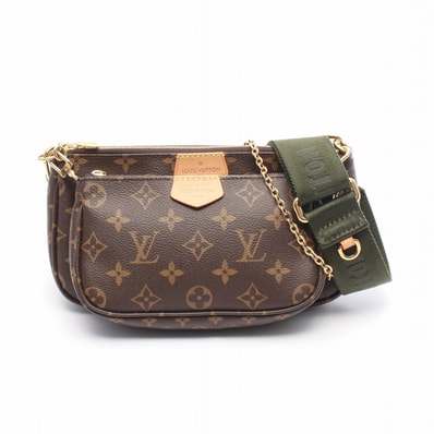 ルイ・ヴィトン LOUIS VUITTON ミュルティ ポシェットアクセソワール ショルダーバッグ バッグ PVCコーティングキャンバス レザー モノグラム レディース ブラウン系 / カーキ系 M44813 【中古】