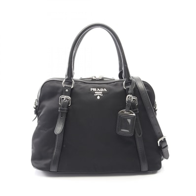 プラダ PRADA TESSUTO + SOFT CALF 2WAY トートバッグ バッグ キャンバス レザー レディース ブラック系 BL0912 【中古】