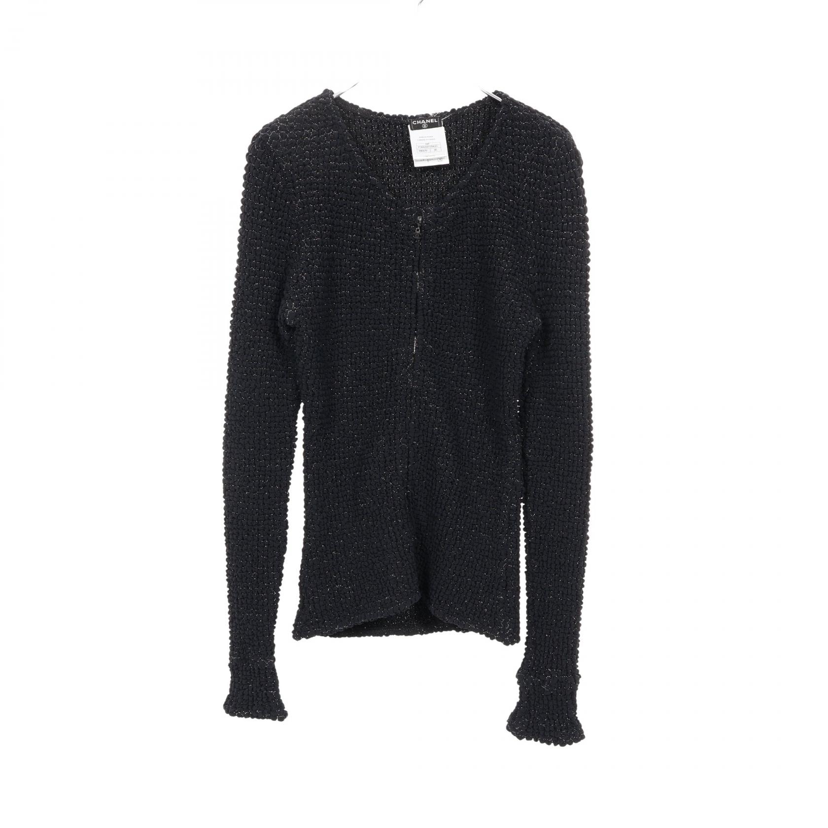 シャネル CHANEL シャーリング カーディガン 衣料品 トップス ナイロン レディース ブラック系 P35534V25833 【中古】