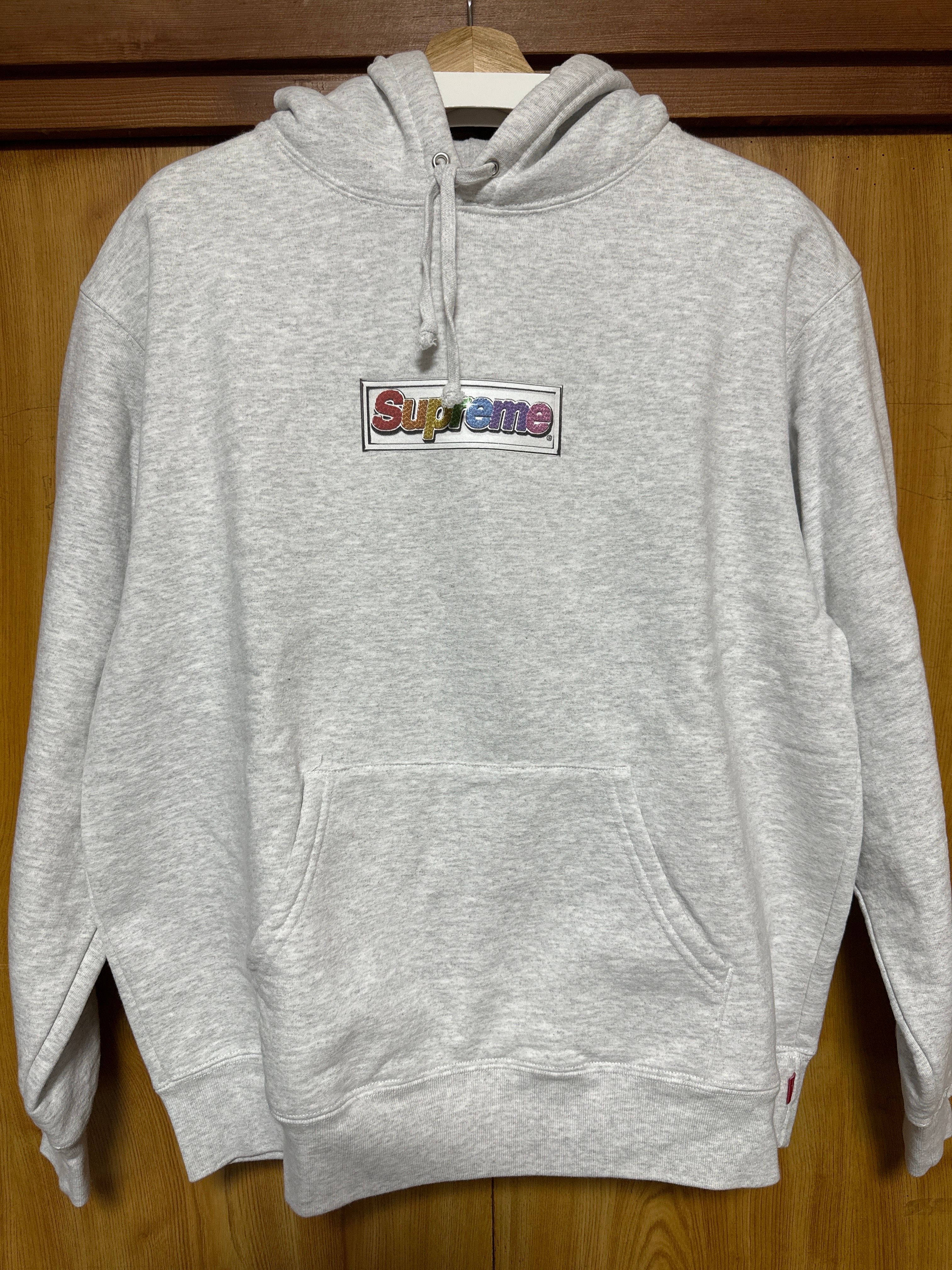 Supreme Bling Box Logo Hooded Sweatshirt "Ash Grey"