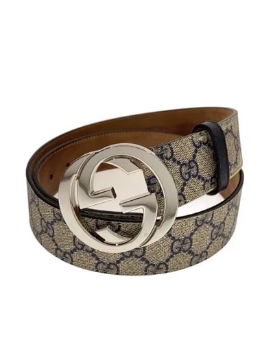 GUCCI GG Supreme Belt G Buckle "Navy"