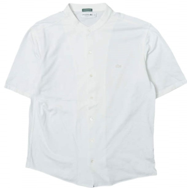 LACOSTE x EDIFICE ラコステ エディフィス 24SS 別注 バンドカラー フルオープン ポロシャツ CH100MJ / 24071310302420 FR 40/US M WHITE 半袖 トップス g28284