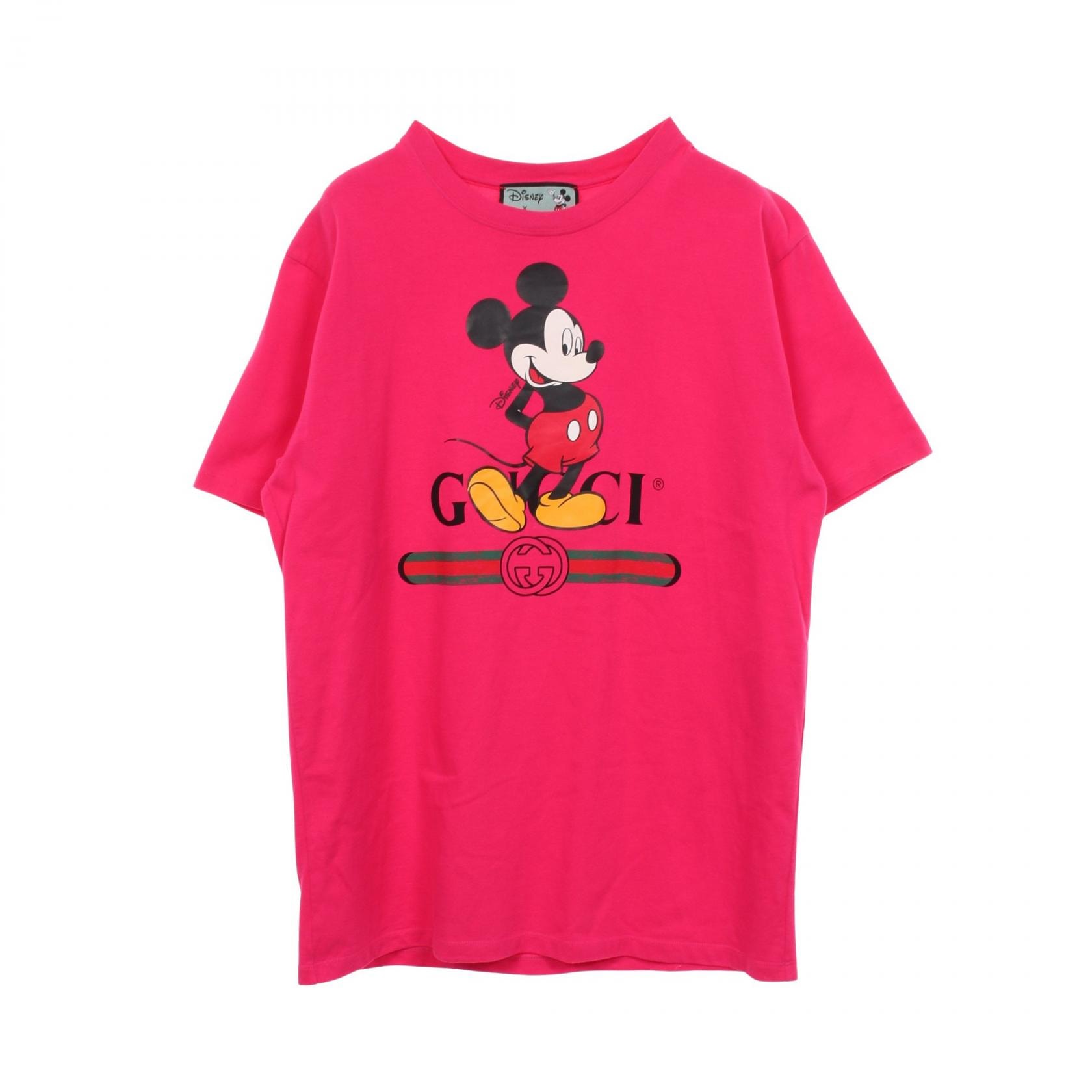 グッチ GUCCI GUCCI × Disney ミッキーマウス 半袖Tシャツ 衣料品 トップス コットン メンズ ピンク系 565806 【中古】
