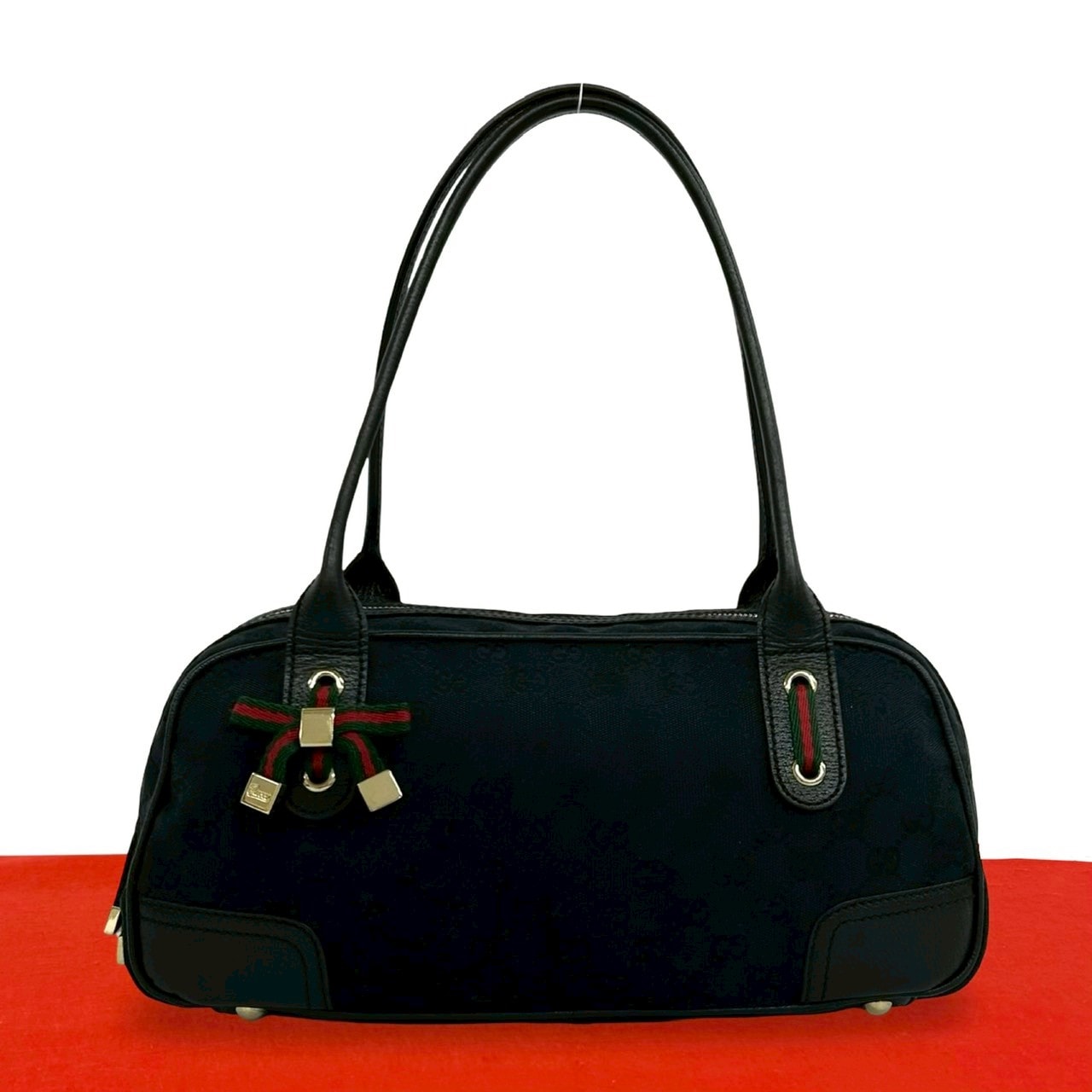 GUCCI グッチ プリンシー キャンバス レザー ショルダーバッグ ブラック
 2872b