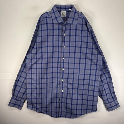古着 ブルックスブラザーズ Brooks Brothers 長袖シャツ カラーステイ L ブルー系 チェック メンズ