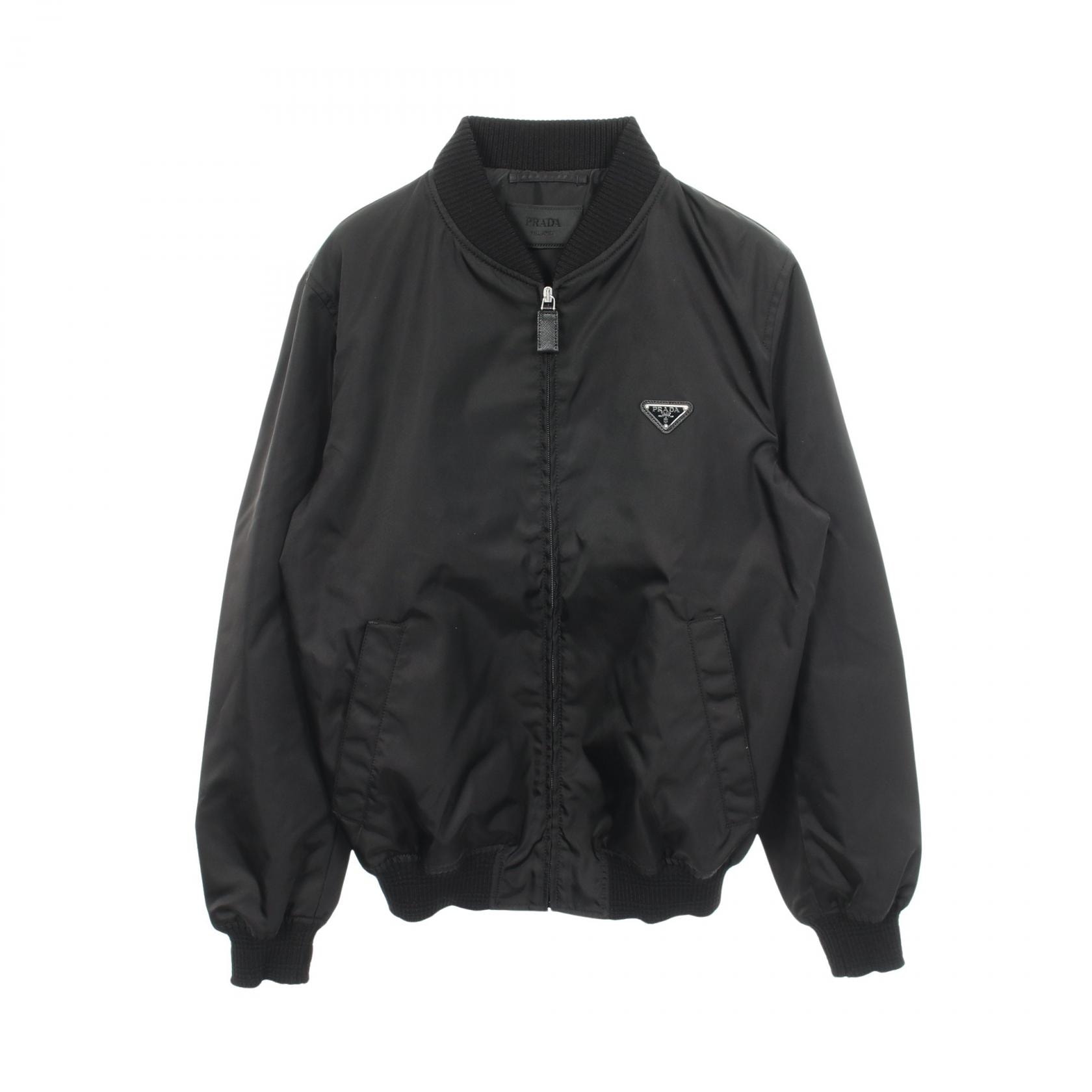 プラダ PRADA Re-Nylon 三角プレート ブルゾン 衣料品 アウター ナイロン メンズ ブラック系 SGH038 【中古】