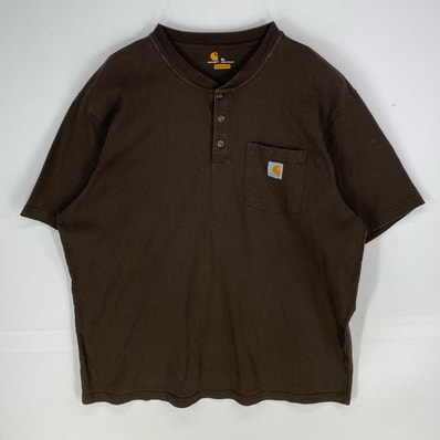 古着 カーハート Carhartt 半袖Tシャツ ワンポイントロゴ クルーネック 大きいサイズ ショートスリーブ XL ブラウン系 メンズ