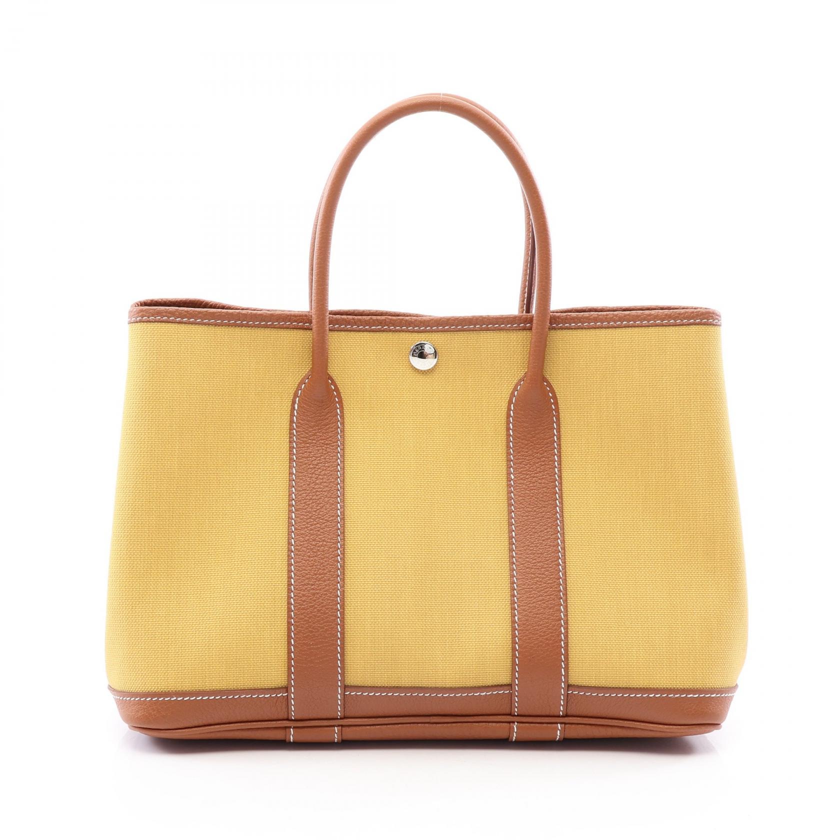 エルメス HERMES ガーデンパーティTPM ジンジャー ゴールド トートバッグ バッグ トワルミリタリー / ネゴンダ トワルミリタリー Z刻印(2021年製造) レディース イエロー系 / ブラウン系 【中古】