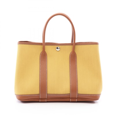 エルメス HERMES ガーデンパーティTPM ジンジャー ゴールド トートバッグ バッグ トワルミリタリー / ネゴンダ トワルミリタリー Z刻印(2021年製造) レディース イエロー系 / ブラウン系 【中古】
