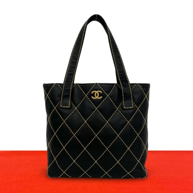 CHANEL シャネル ワイルドステッチ ココマーク レザー ハンドバッグ ブラック
27953
