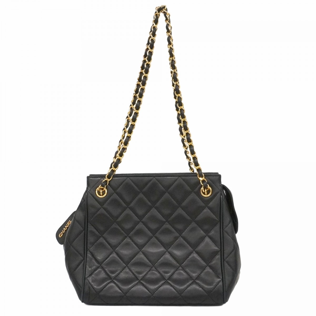 【6dd5033】シャネル ショルダーバッグ マトラッセ チェーンショルダー ラムスキン ブラック ゴールド金具【中古】レディース