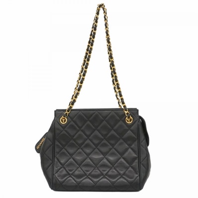 【6dd5033】シャネル ショルダーバッグ マトラッセ チェーンショルダー ラムスキン ブラック ゴールド金具【中古】レディース