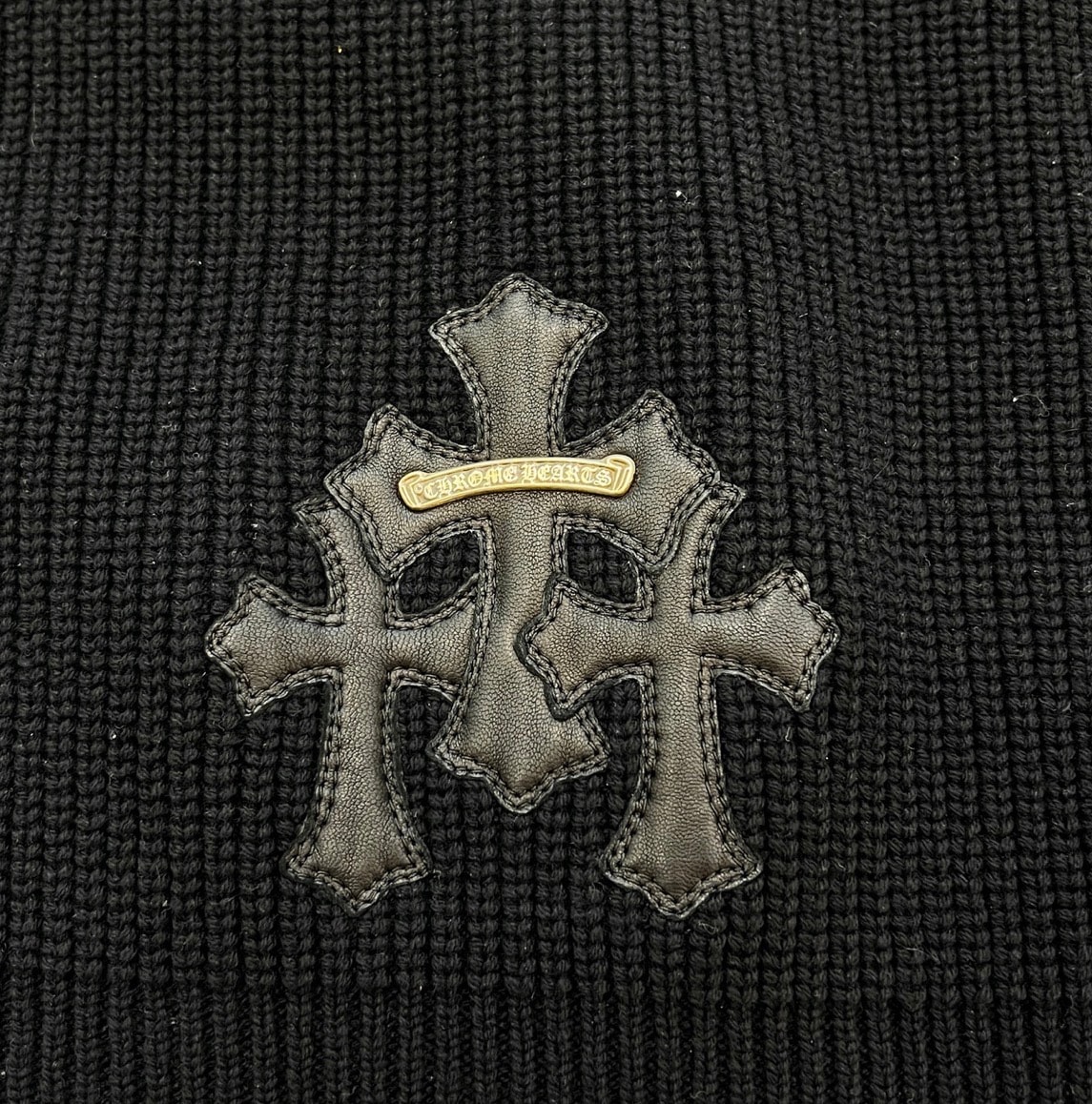 Chrome Hearts Y Not Cemetery Cross Patch Embroidered Cashmere Knit "Black"