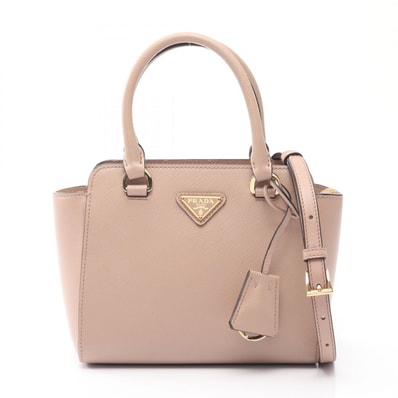プラダ PRADA SAFFIANO + SOFT C ハンドバッグ バッグ サフィアーノレザー レディース ベージュ系 【中古】
