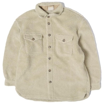 POLO RALPH LAUREN ポロ・ラルフローレン オーバーサイズフェイクシアリングシャツ 211866356001 S NATURAL 長袖 ボアフリース 定価39,600円 トップス g27488