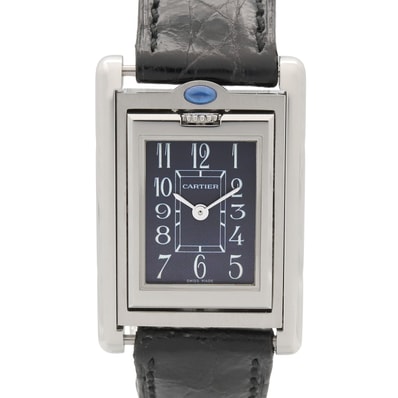 カルティエ CARTIER タンク・バスキュラント SM 腕時計 時計 ステンレススチール クロコ革 レディース グレー系 W1016830 【中古】