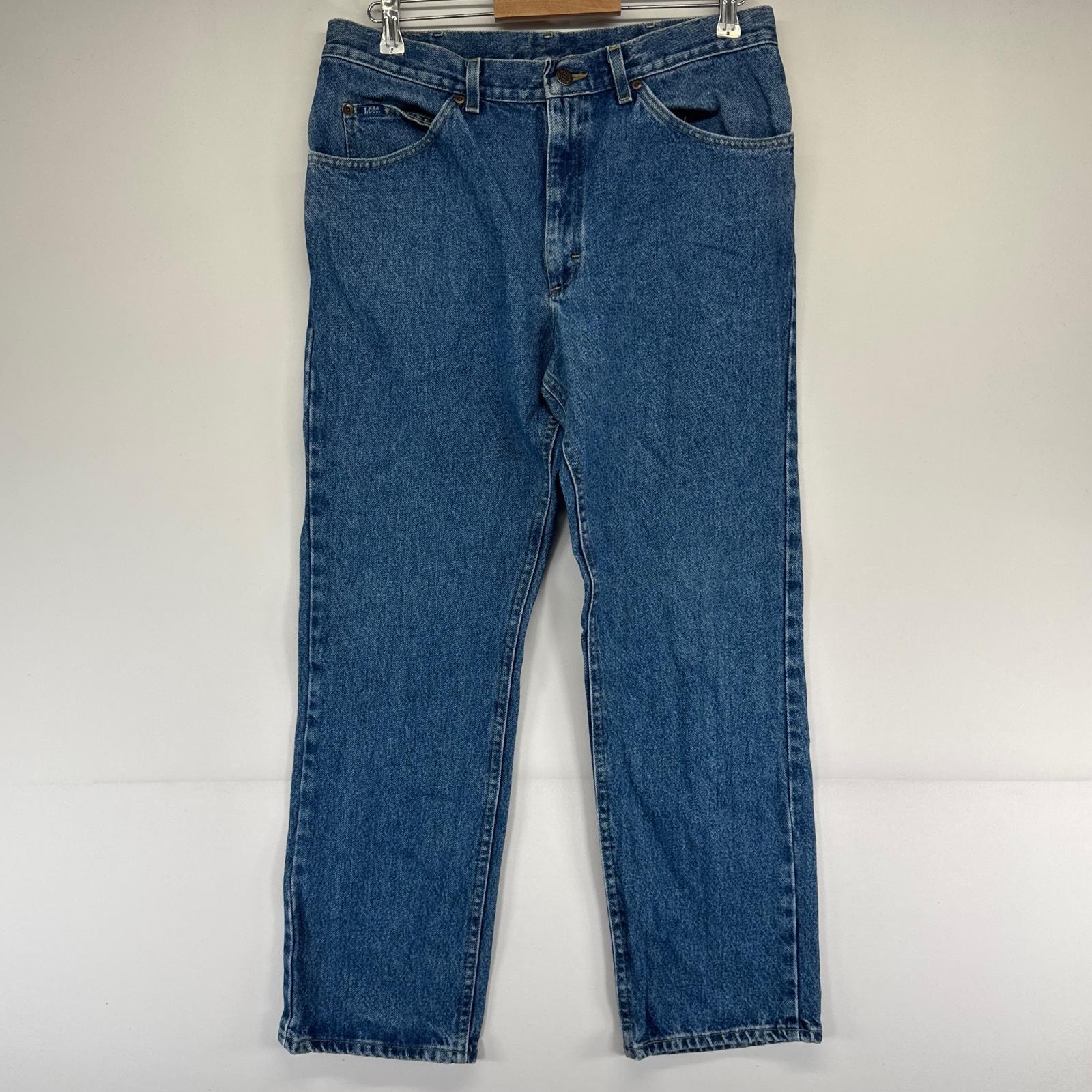 古着 リー Lee デニム パンツ デニム ストレートデニム ジーパン ジッパーフライ 5ポケット 36×30  ブルー系 メンズ