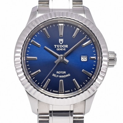 チューダー TUDOR 12110 スタイル デイト ブルー 自動巻き レディース 良品 箱・保証書付き 腕時計 G#149870