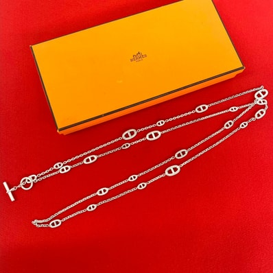 HERMES エルメス ファランドール マルジェラ期 ロング ネックレス シルバー925 ネックレス シルバー
306-5