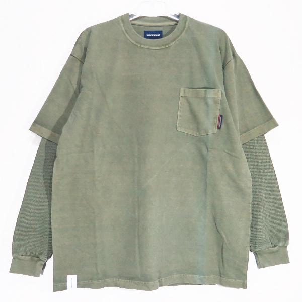 DESCENDANT ディセンダント 20SS MILITIA LAYERD TEE 201ATDS-CSM16 ミリティア レイヤード ロングスリーブ Tシャツ オリーブドラブ ロンT 長袖 サイズ3