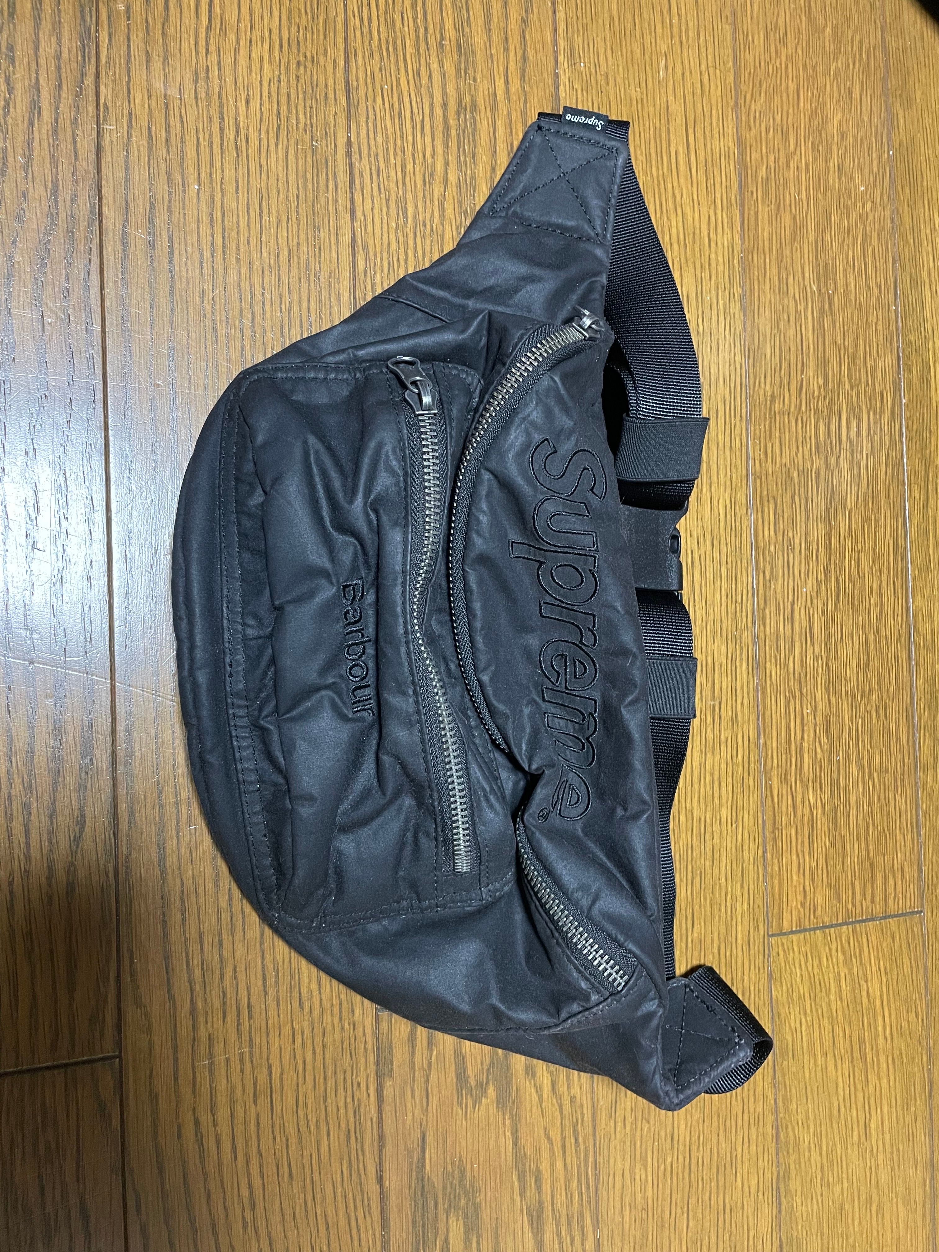 Supreme Barbour Waxed Cotton Waist Bag "Black"