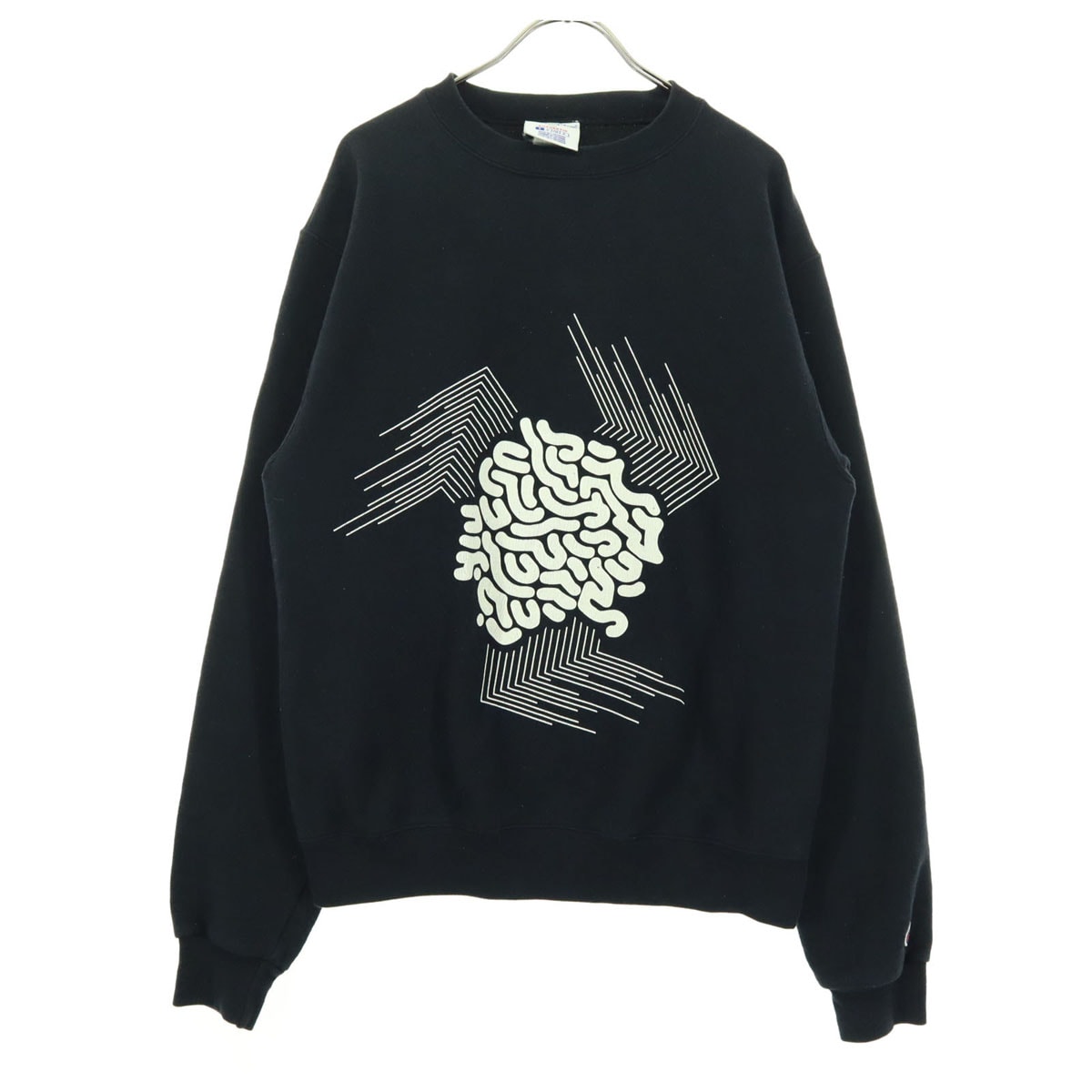 Champion チャンピオン 裏起毛 プリント 長袖 トレーナー S ブラック
