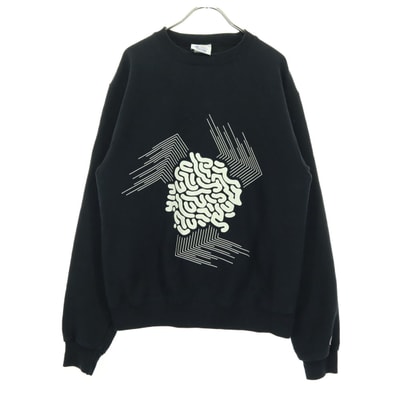 Champion チャンピオン 裏起毛 プリント 長袖 トレーナー S ブラック