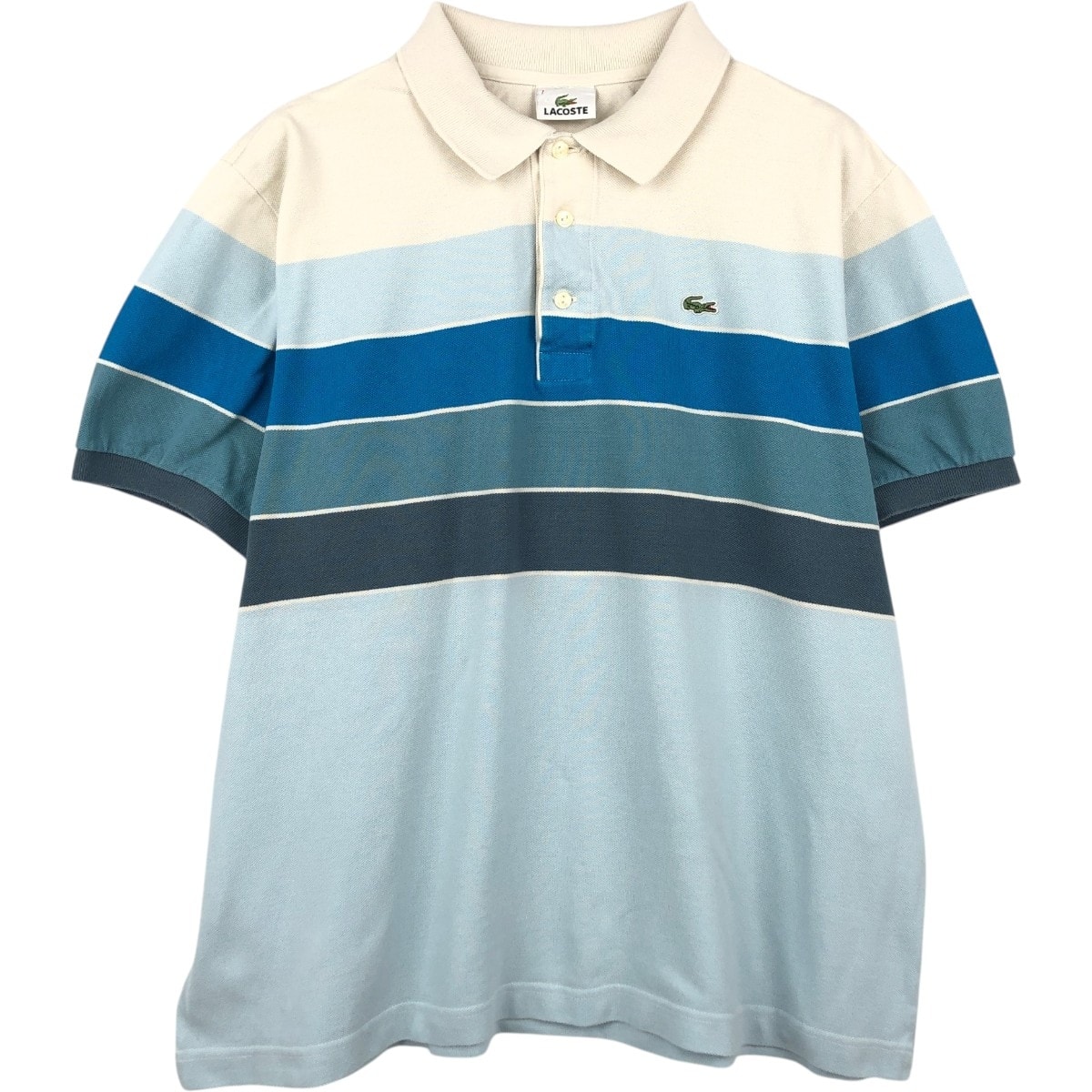 古着 ラコステ LACOSTE 半袖 ボーダー ポロシャツ 7 メンズXXL相当/eaa657053