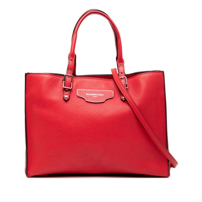 バレンシアガ ザ ペーパー トートバッグ ショルダーバッグ 2WAY レッド レザー レディース BALENCIAGA 【中古】