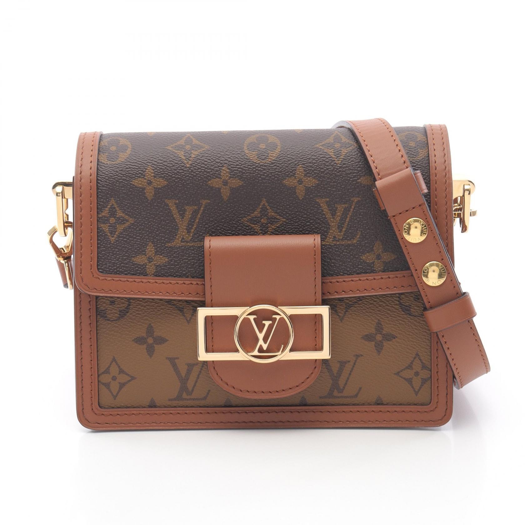 ルイ・ヴィトン LOUIS VUITTON ドーフィーヌ MINI ショルダーバッグ バッグ PVCコーティングキャンバス レザー モノグラム・リバース ベージュ レディース ブラウン系 / ベージュ系 M45959 【中古】