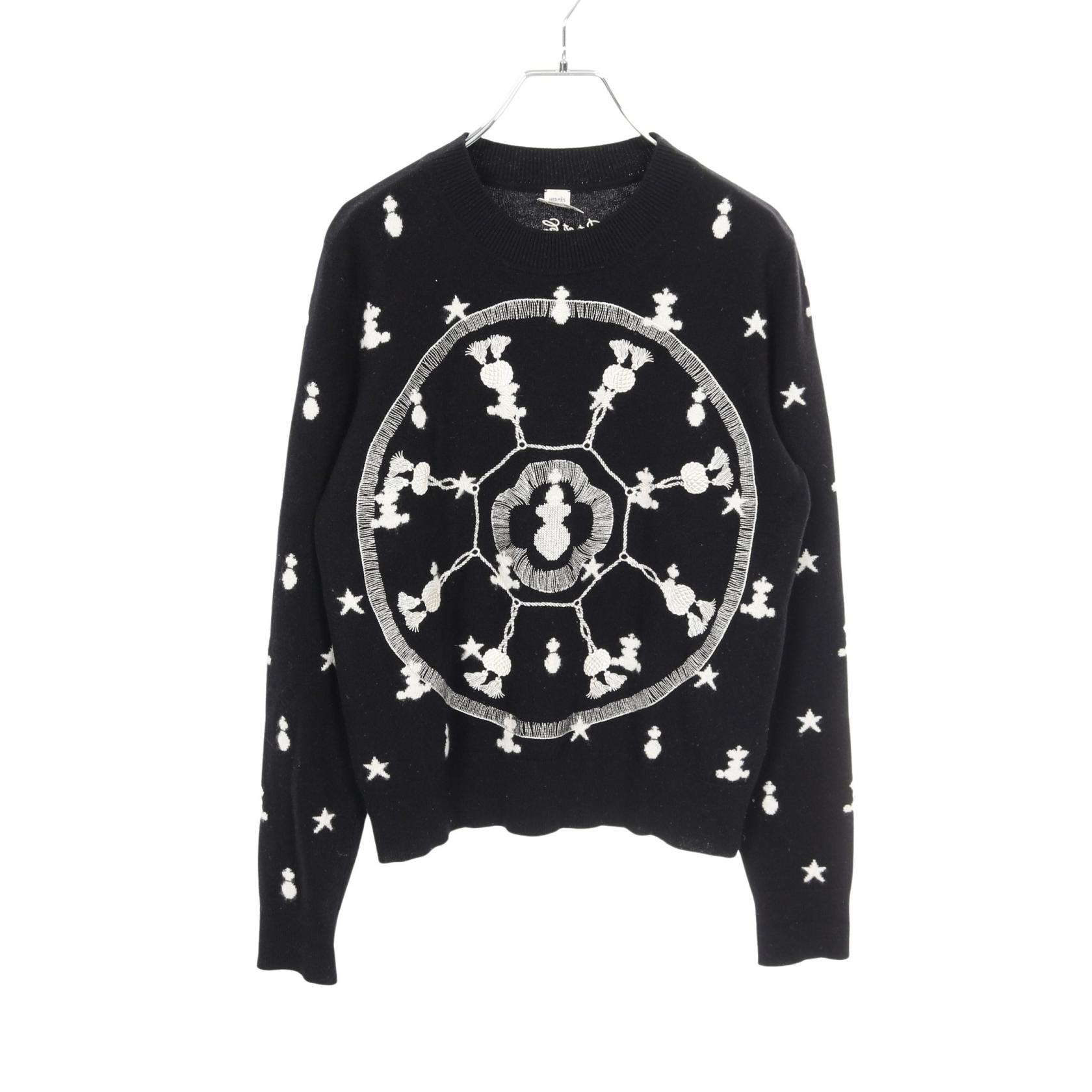 エルメス HERMES Poste et Cavalerie ニット 衣料品 トップス カシミヤ レディース ブラック系 / ホワイト系 【中古】