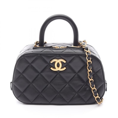 シャネル CHANEL マトラッセ ミニ ボーリング 2WAY ショルダーバッグ バッグ ラムスキン(羊革) レディース ブラック系 AS5572 【中古】